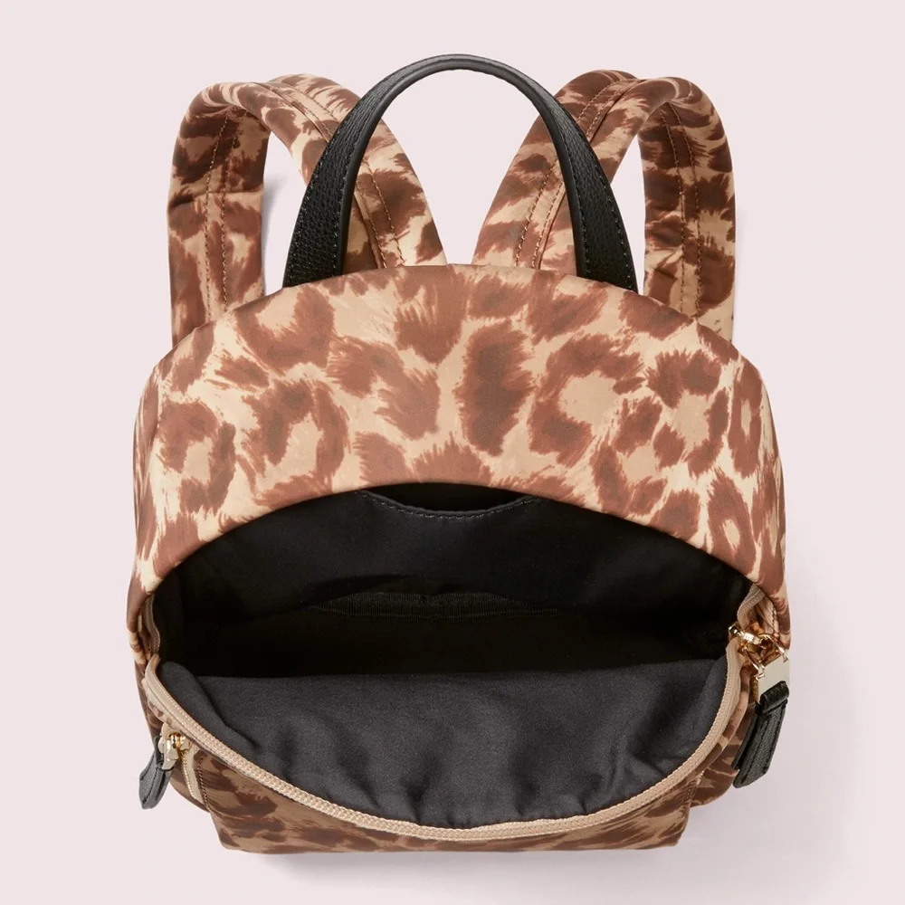 KATE SPADE Small Taylor Leopard Satin Nylon Backpack - Picture 5 of 7